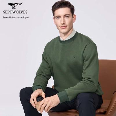 Men's Fleece-Lined Versatile Solid Crewneck Sweatshirt