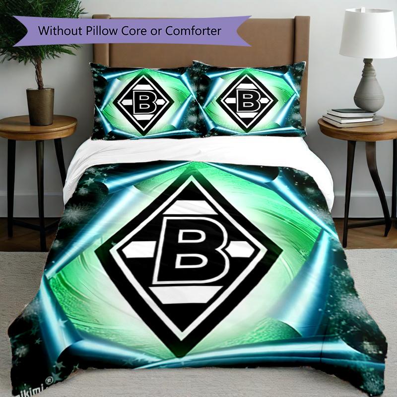 3pcs Duvet Cover Set (1*Duvet Cover + 2*Pillowcase, Without Core), Borussia Monchengladbach Print Bedding Set, Bedroom Decor, All‑Season, Birthday Gif
