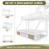 90 x 200 cm, 140 x 200 cm, litera, con zapatero, compartimentos de almacenamiento, barandilla de seguridad, escalera, certificado EN747, sin colchón, blanco