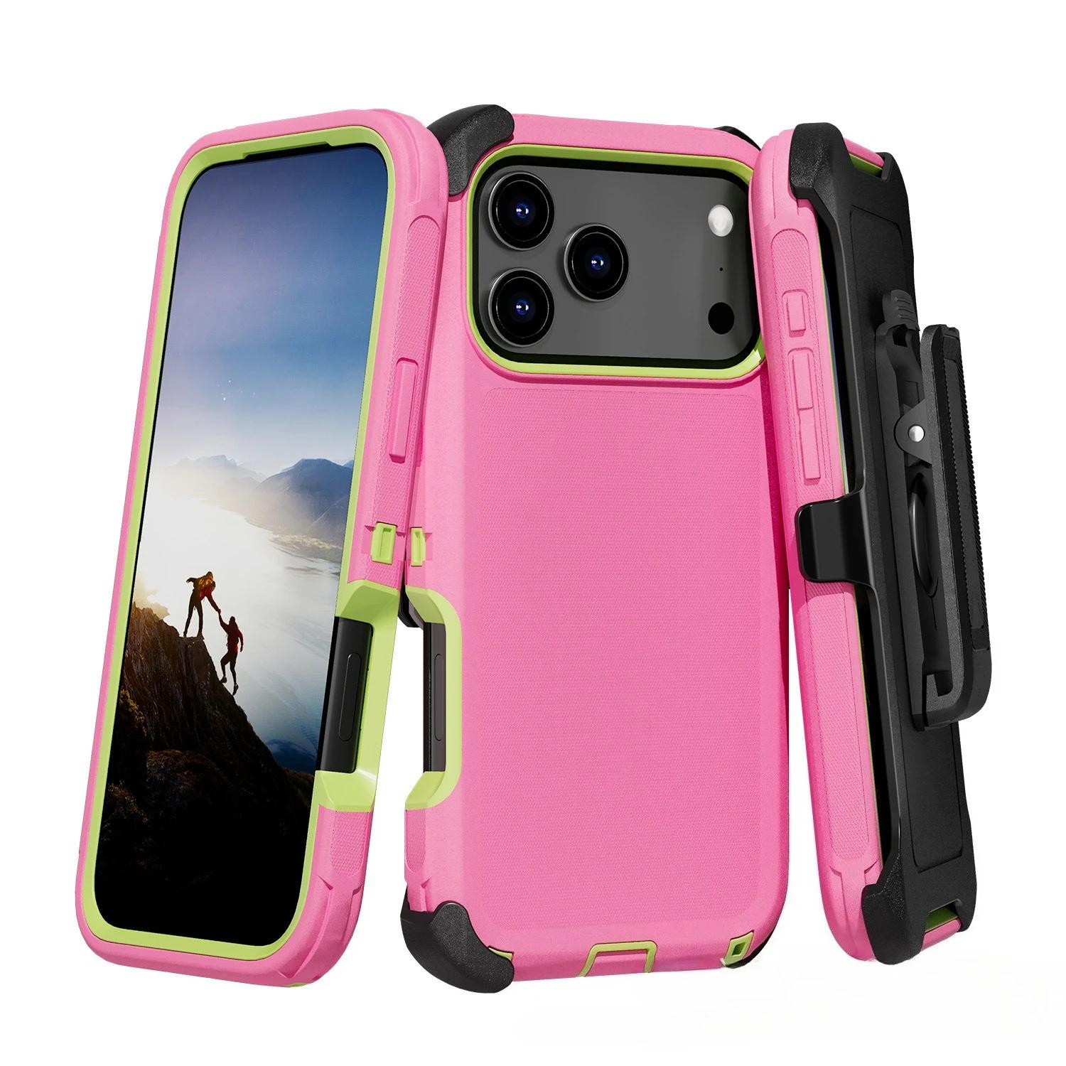 

3 в 1 Военный Бронированный Ударопрочный Чехол для Телефона Для iPhone 17 Pro Max 17 Pro Air 16 15 14 13 Pro Max Чехол Otter Box Крышка с Зажимом для Ремень For iPhone 17 Pro
