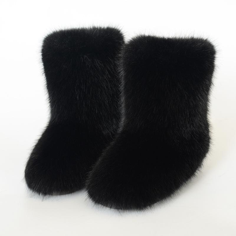 Fashion Fluffy Mid-calf Boots Winter Women Fashion Snow Boots Warm Cotton Shoes 2025 New