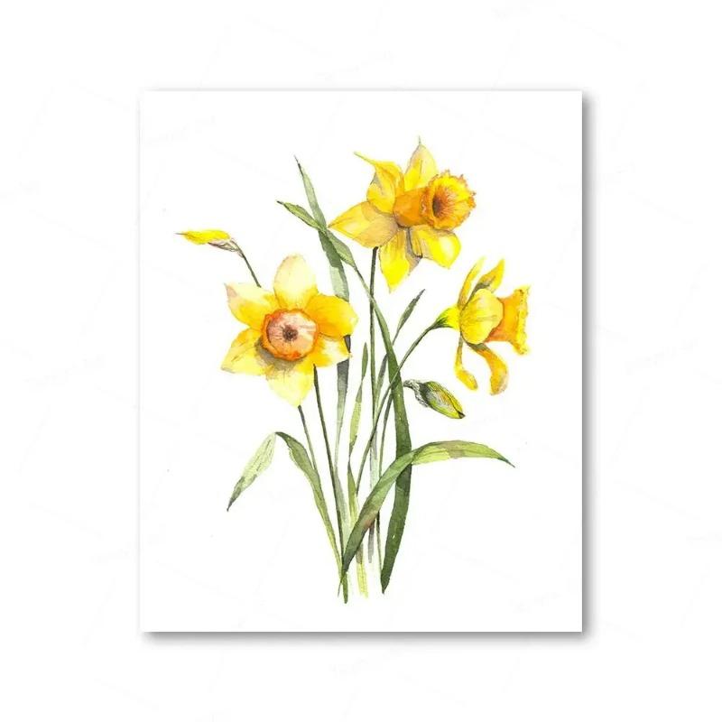 

Elegant Watercolor Wildflower Art Blue Iris Hydrangea HD Canvas Prints for Modern Home Decor Perfect for Bedroom Living Room W 21cm×30cm NoFrame