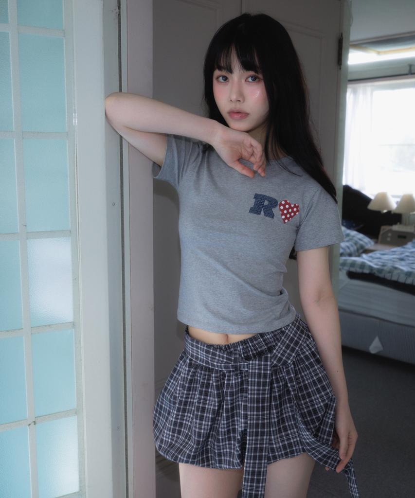 ROSEFRANTZ Dot Heart Cotton T-Shirt [Gray]
