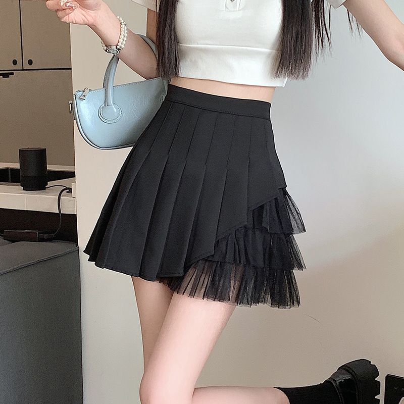 Sukně Dámské Skládaný Vysoký pas Školačky Pevné Ležérní Streetwear Univerzální korejský styl Denní Pohodlné