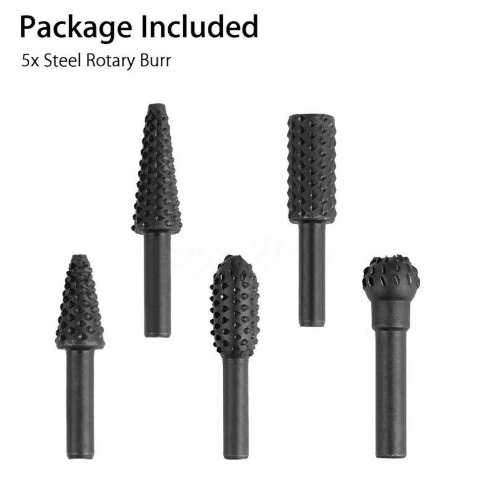 Wood Carving Tool Rotary Burr Set Round Shank Drill Bit Set Smoother Rotary File Set  Building