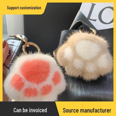 Chaveiro Pata de Gatinho em Imitação de Pele de Vison - Charm de Bolsa de Pelúcia Fofo, Acessório para Carro com Patas, Presente de Aniversário