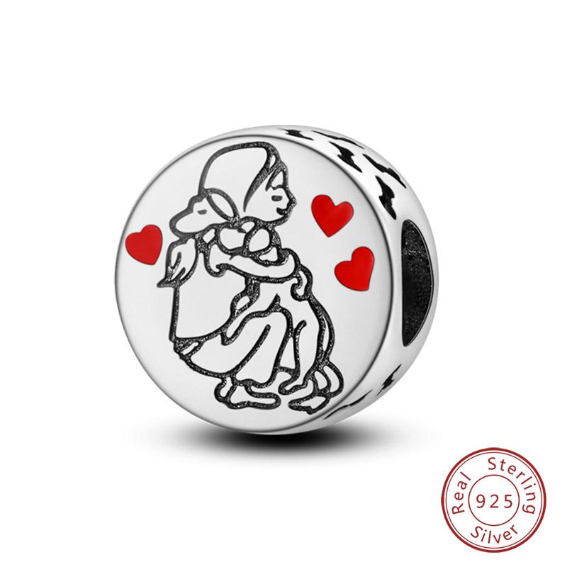I Love My Pets Charms Beads 925 Silver Heart Shaped Pink Zircon Claws Pendants Fit Bracelets Fine DIY Birthday Jewelry