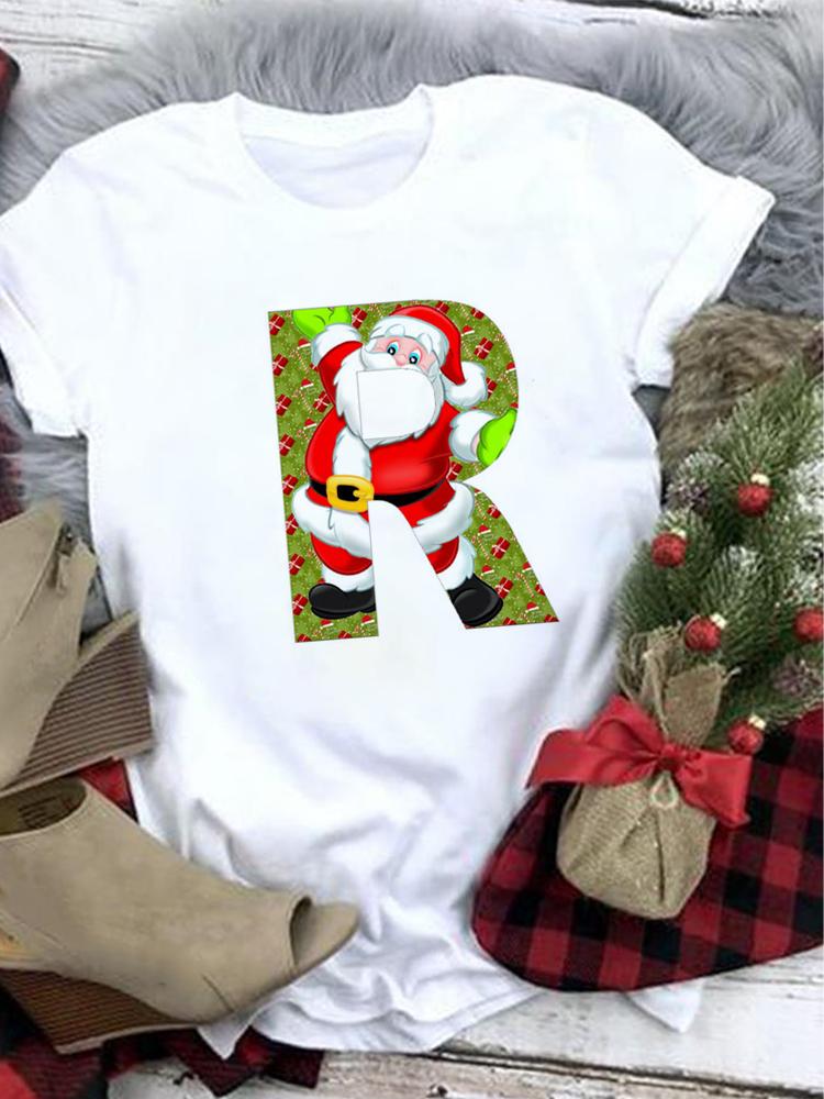 Lovely Merry Christmas Funny Trend T Shirt Women Short-Sleeved Print Tee Shirt Female Trend Clothing Women Casual Graphic Tee