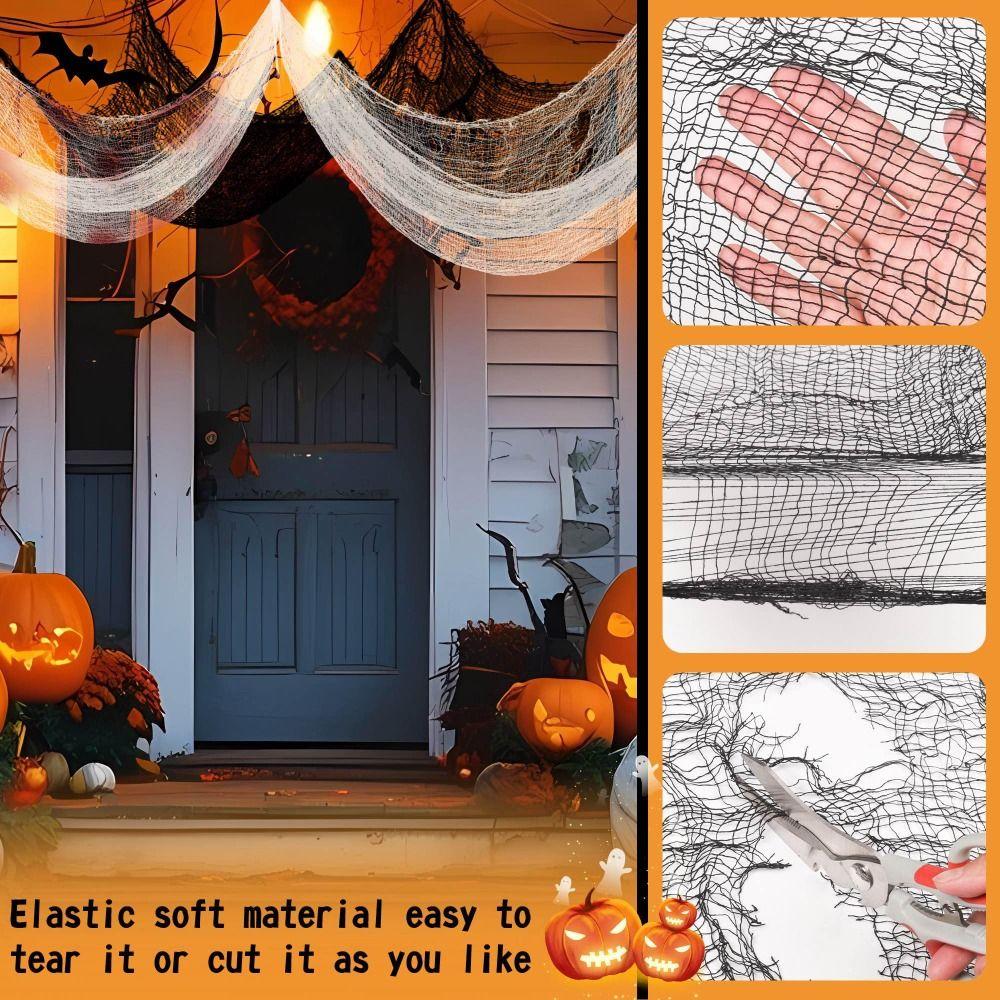 Tissu en Gaze Décorative Noir pour Halloween Multi-Scène Décoration de Porte et Murale Pour Maison Hantée