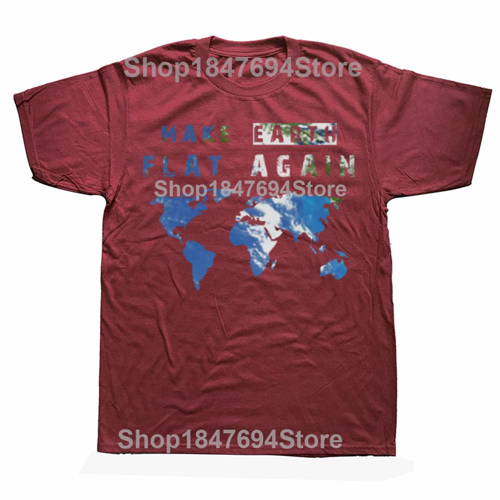 Lustige Make Earth Flat Again Grafik 100% Baumwoll-T-Shirts Herren Damenmode Lässiges T-Shirt Locker Übergroß Streetwear T-Shirt
