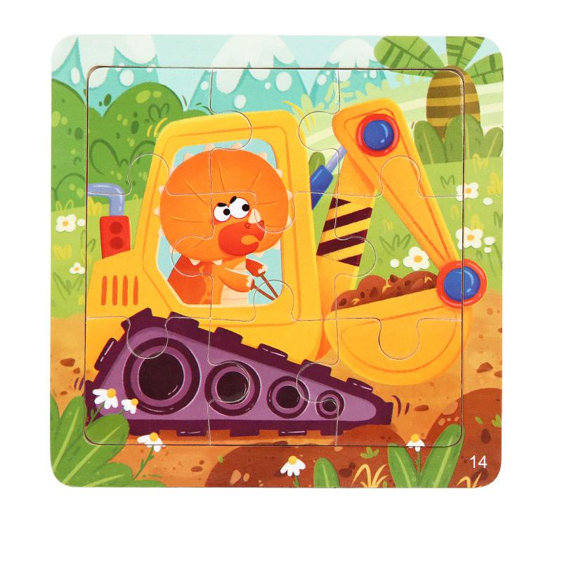 11x11cm New Wooden 3d Puzzle Cartoon Animal Dinosaur Early Learning Educational Montessori Wooden Puzzle Toys for Kids