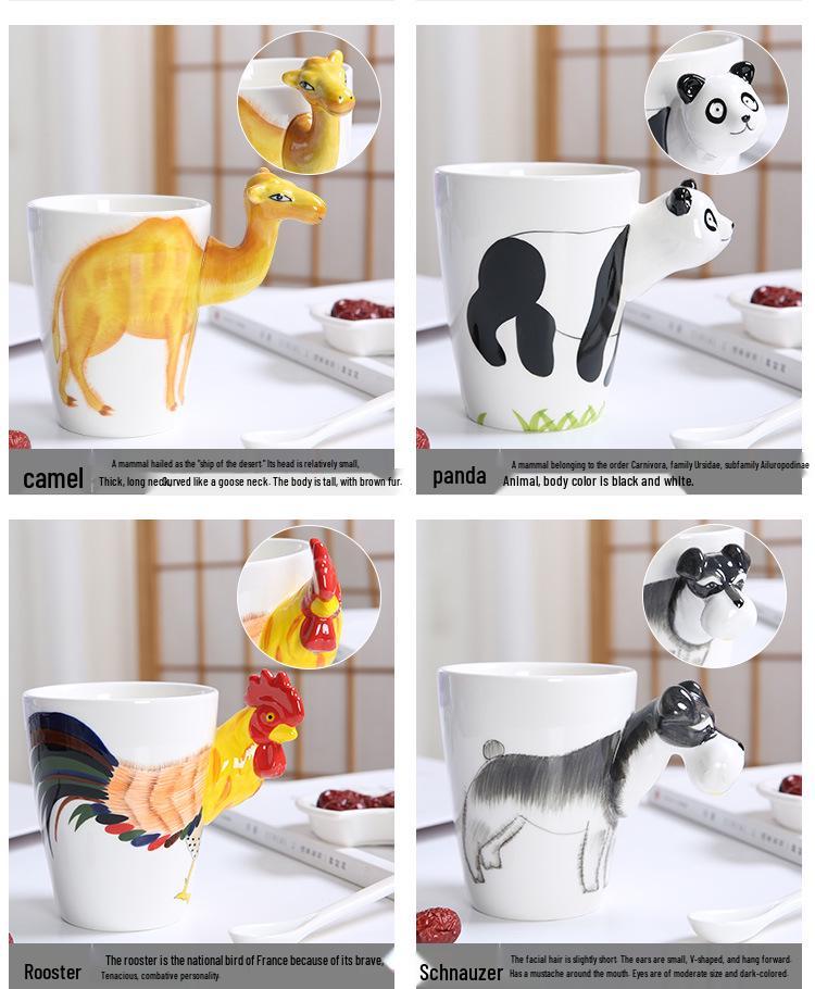 3D Zebra Handle Ceramic Coffee Cup - Unique Animal Gift Cup