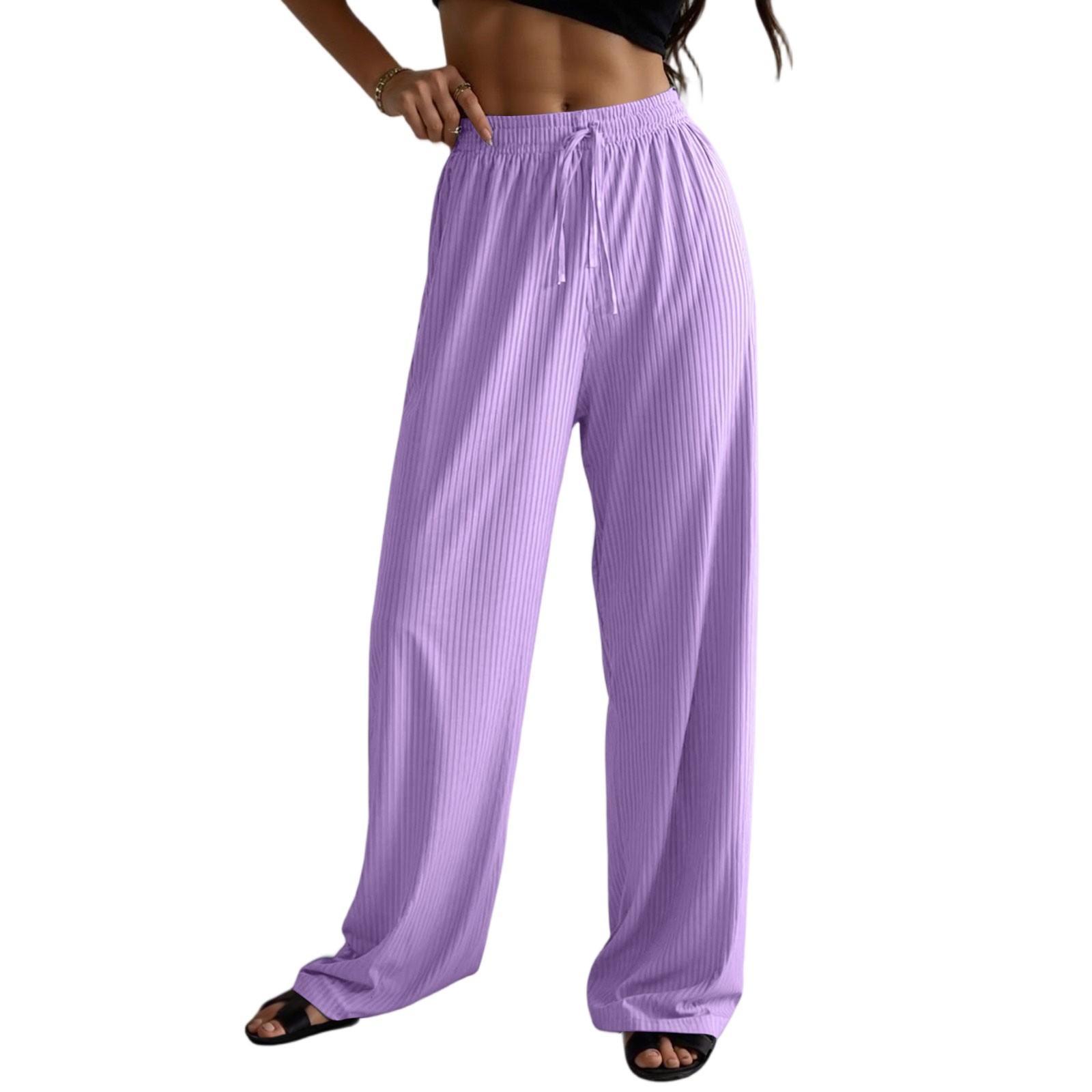 

Женские повседневные брюки эластичные широкие летние пляжные брюки легкие удобные XL фиолетовый
