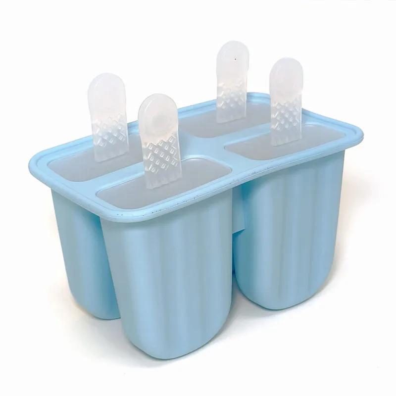 1/3Pcs Silicone Ice-making Box 4 Grid Cartoon Home Made Popsicle Ice Cream Molds for Kids Food Grade DIY Popsicle Maker Molds