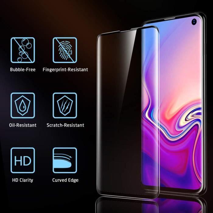 2 pcs pour samsung galaxy s10 verre trempé film protection d'écran couverture complète 9h anti-rayures haut définition