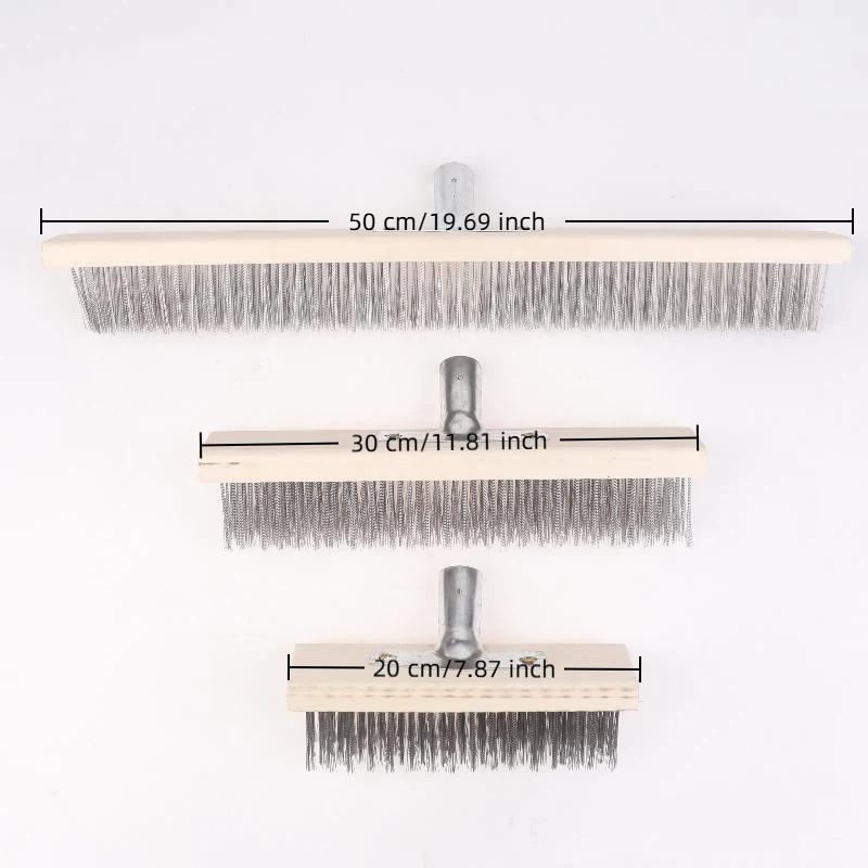 Multipurpose Steel Wire Deck Brush Head 20Cm 30Cm 50Cm Heavy Duty Metallic Wire Brush For Patios Grime And Garage Floor