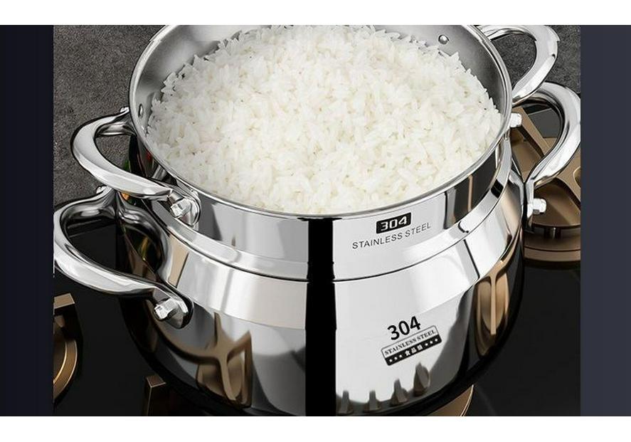 304 Stainless Steel Three-Layer Deep Soup Pot for Induction and Gas Stoves - Ideal for Baby Bottles, Stock, and Porridge.