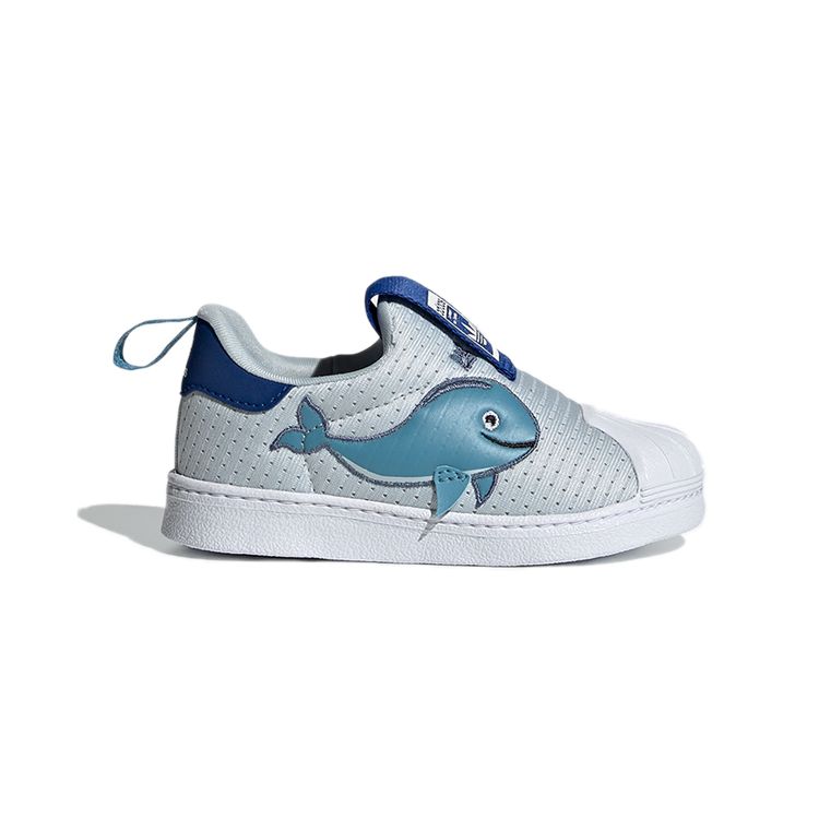 Adidas Originals Superstar 360 Mesh Comfortable Shell Toe Durable Low-Top Walking Shoes Baby Shoes White Blue FX4930