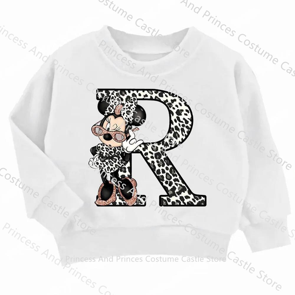 Children MINISO Minnie Hoodie Letter A B C D Kid Casual Clothes O-neck Pullover Little Baby Kawaii Cartoons Boy Girl Sweatshirts
