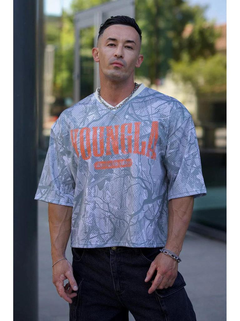 YOUNGLA Breathable Quick-Dry Mesh Running T-Shirt - Short Sleeve for Summer Outdoor Sports & Gym