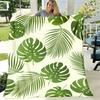 Open Tropical Leaves Pattern Flannel Blanket Lightweight AllSeason Sofa Throw, Bedspread, Outdoor Picnic Blanket Soft Green & White Tropical Decor for
