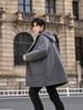 Men's Mid-Length Wool Hooded Coat, 2025 Winter Collection, Double-Sided Design, Thickened Windbreaker Jacket.