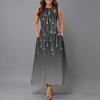 Ladies Oversized Sleeveless Round Neck Dress Vivid Cluster Floral Printed Loose Midi Dress