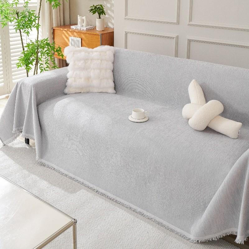Solid Color Chenille Sofa Mat Four Season Universal All Inclusive Furniture Protector Anti-cat Scratch Chair Blanket Home Decor