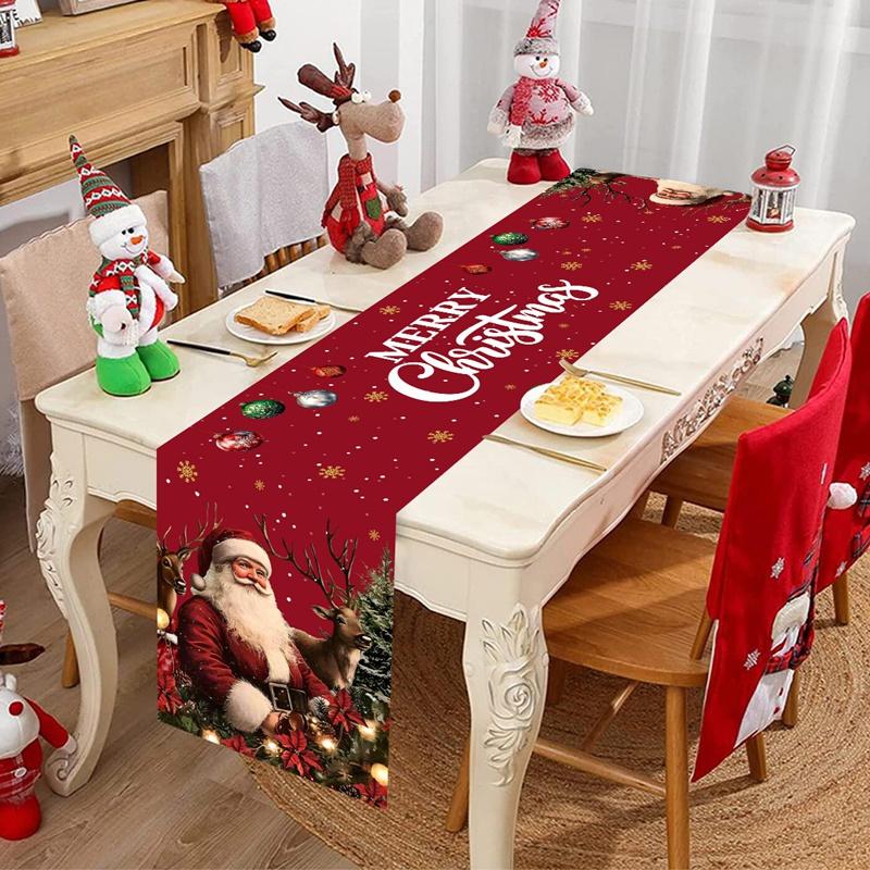 Weihnachts-Tischläufer im Vintage-Stil Retro Weihnachtsmann Tischdecke Weihnachtsdekorationen für Zuhause 2026 Navidad Noel Geschenk Neujahr 2026