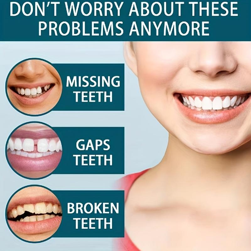 4 pieces of white dentures - adjustable upper and lower dentures for men and women, comfortable fit and natural smile