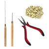 Feather Hair Extension TOOL KIT Micro Ring Hair Extension Pliers Pulling Hook 