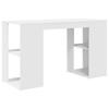 White Desk with Shelf 130 x 50.5 x 75 cm Engineered Wood