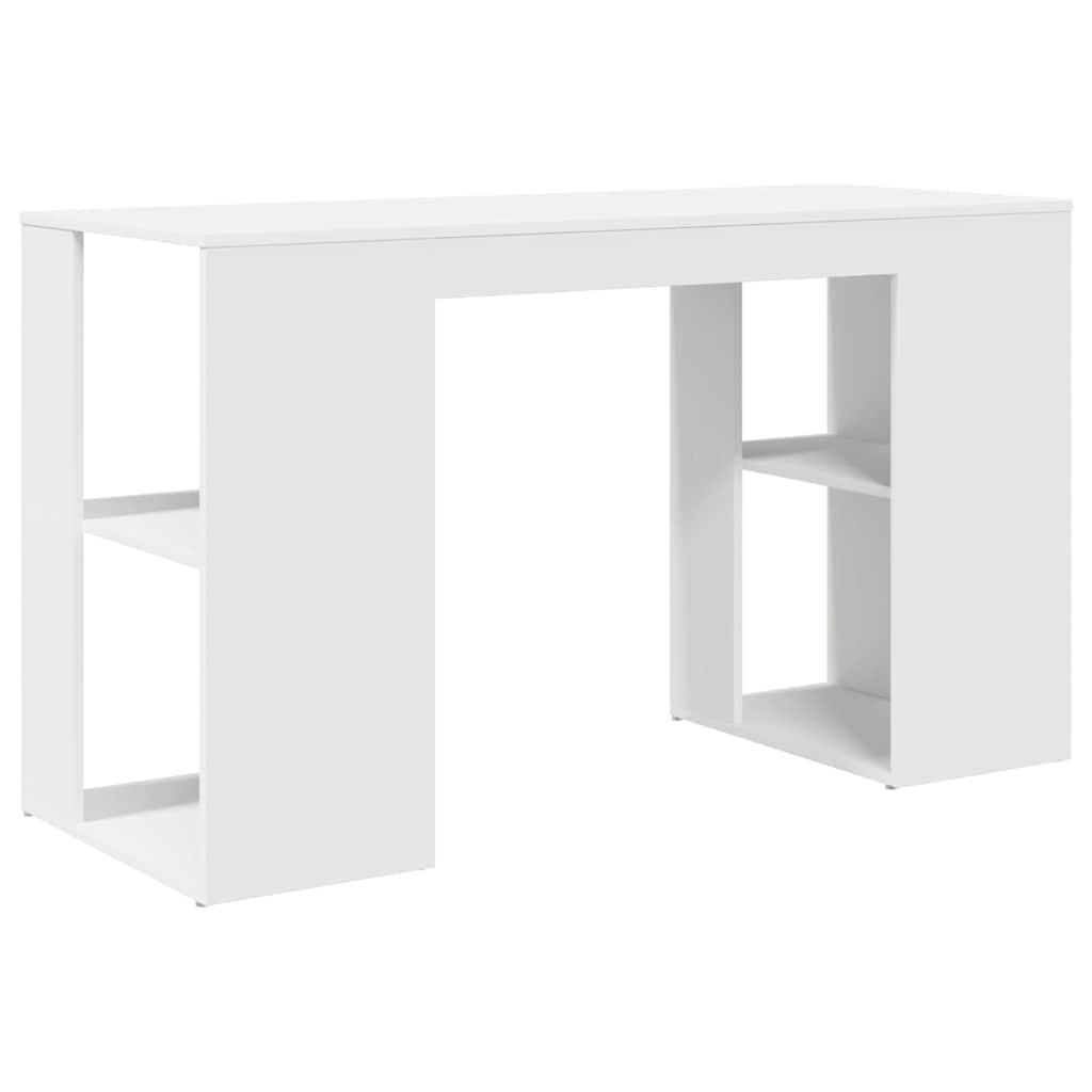 White Desk with Shelf 130 x 50.5 x 75 cm Engineered Wood