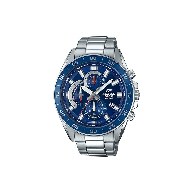 CASIO Men EDIFICE Blue Watch EFV-550D-2A EFV-550D-2A Silver Strap Blue Dial