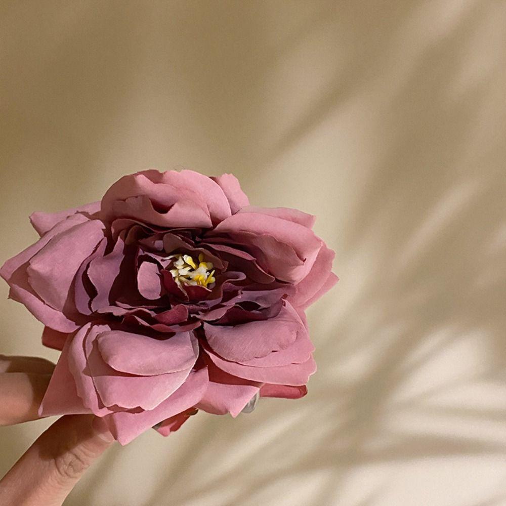 Cloth Rose Shark Clip Korean Style Seaside Vacation Headwear Simulated Flower Hair Claw  Women