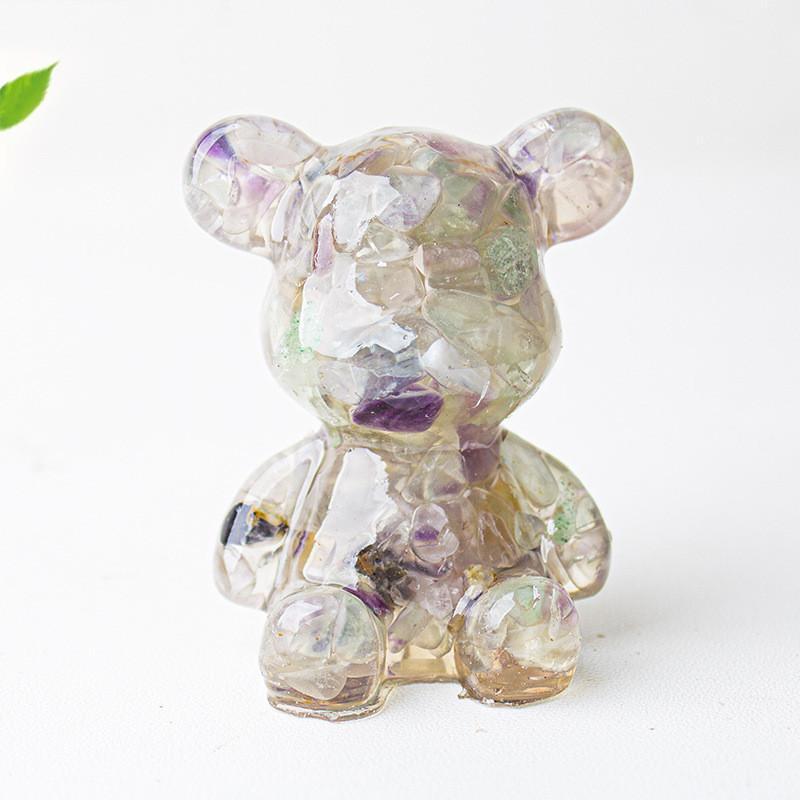 Crystal Resin Bear Sitting Figurine For Home Office Decor Gift For Friends
