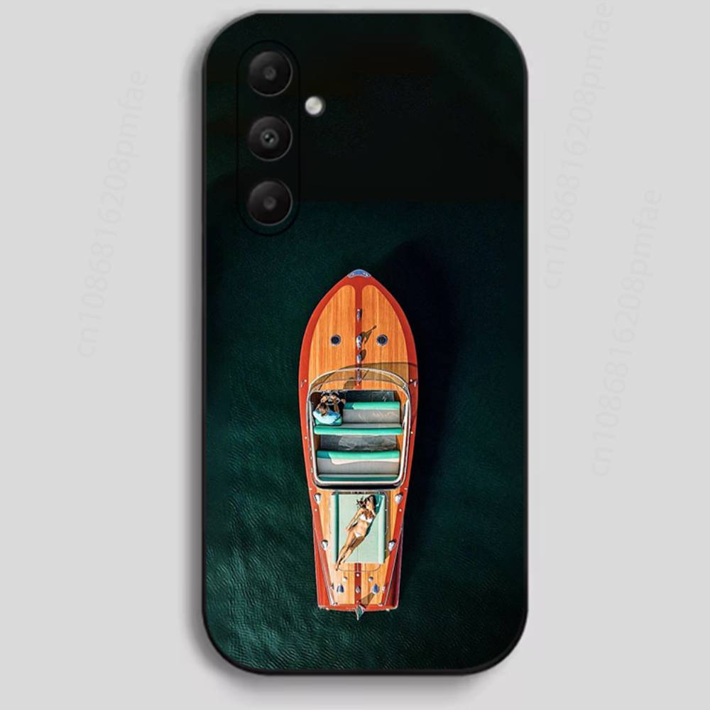Custodia per telefono di lusso R-RIVA Yacht per Samsung Galaxy A13, 21s, 22, 31, 32, 40, 52, 71, A91 Guscio morbido nero