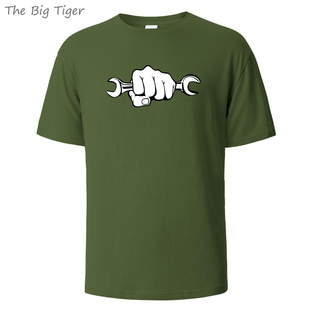 

Fist with a wrench GYM Painting Cotton T Shirt Simple Round Neck Lightweight Comfortable Unisex Basic Wear Mens Tshirt 4XL