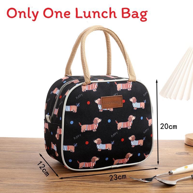 Canvas Lunch Bag Handheld Tote For Office Workers And Students With Zipper Closure