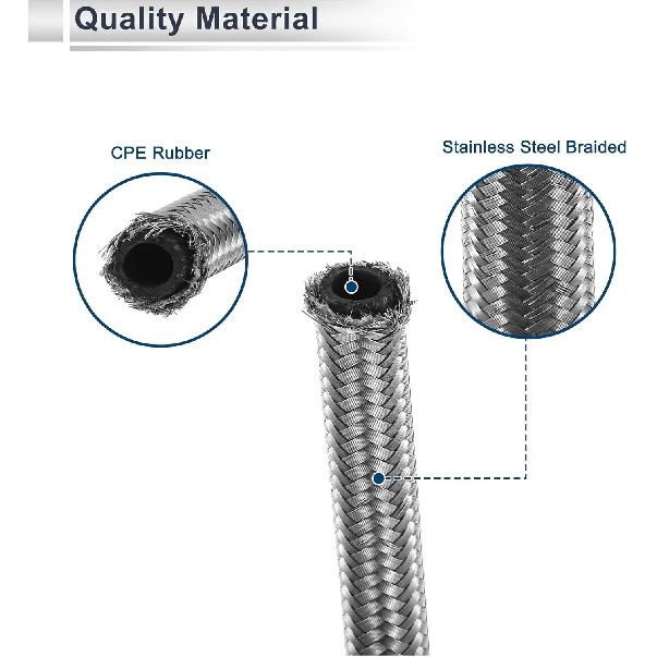 AN-6 Fuel Line Kit 3ft Vacuum Hose Automotive Fuel Hose Adapter 90 Degree Adapter 45 Degree Adapter 1 Set CPE Stainless Steel Braiding