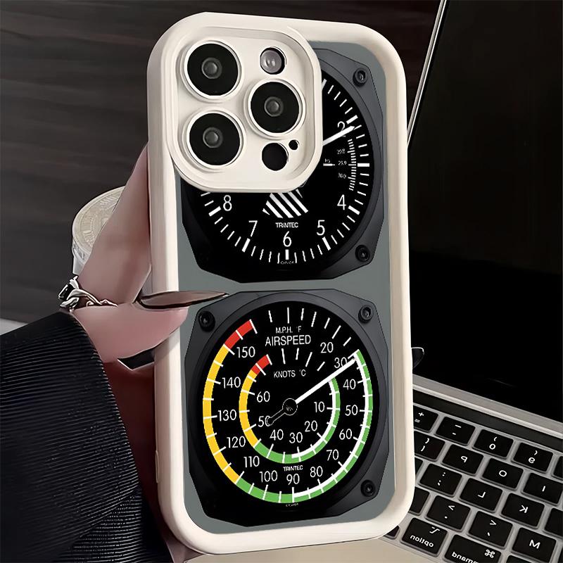 

Aircraft Instrument Cockpit Radar Phone Case for iPhone 16 17 Air 16E 15 Pro Max 14 Plus 13 12 Mini Capa Soft Shell Silicone Fun iPhone16Plus
