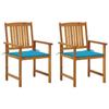 Day and Night - Day and Night Garden Chairs with Cushions 2 Units Solid Acacia Wood