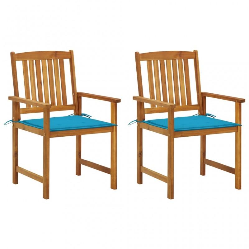 Day and Night - Day and Night Garden Chairs with Cushions 2 Units Solid Acacia Wood
