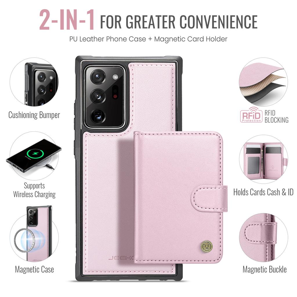 For Samsung Galaxy Note20 Ultra Case JEEHOOD J09 RFID Blocking Card Holder Leather Back Phone Cover Magnetic Case