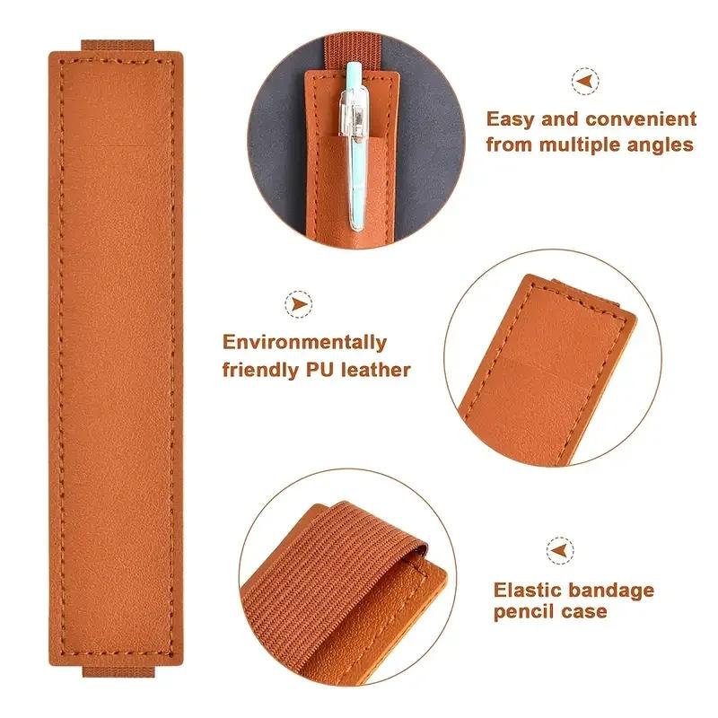 1pc Leather Adjustable Elastic Band Pen Holder, Pen Pouch For Planner, Pen Holder For Notebook, Notebook Pen Holder Wholesale