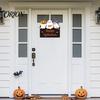 Easy Install Door Hanger Halloween Ghost Sign, Cute Ghosts Wooden Hanging Wreath, Rustic Happy Durable Waterproof Plaque Welcome Sign for Home