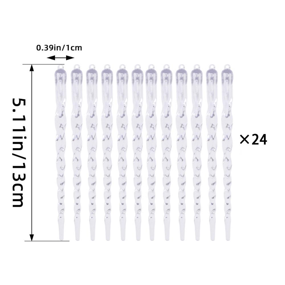 12 Piece Set Christmas Tree Decoration Icicle Ornaments Clear Plastic Design