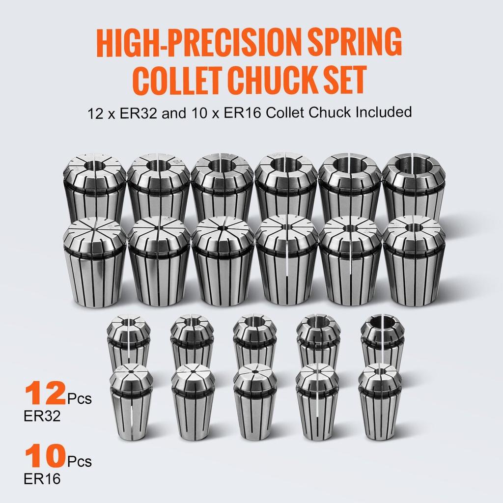 CAT40 Collet Holder ER 16/32 Collet Set, 35 PCs, SLN FMB ER16/32 APU Tool Holders Spring Steel Collet Chucks with 10 Pull Studs and 3 Wrenches, for