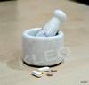 KLEO 2.5" Diameter White Marble Stone Mortar and Pestle Set for Spices, Medicine Pills, and Pills - Small Size