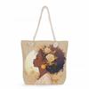 Multifunctional Rose Girl Printed Thick Rope Shoulder Beach Bag Casual Large Capacity Handbag 0247